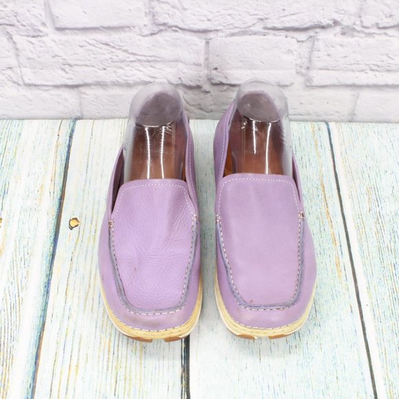 Sebago Dover Purple Leather Slip On Moccasins Shoes Size 8.5 Medium - Picture 5 of 8